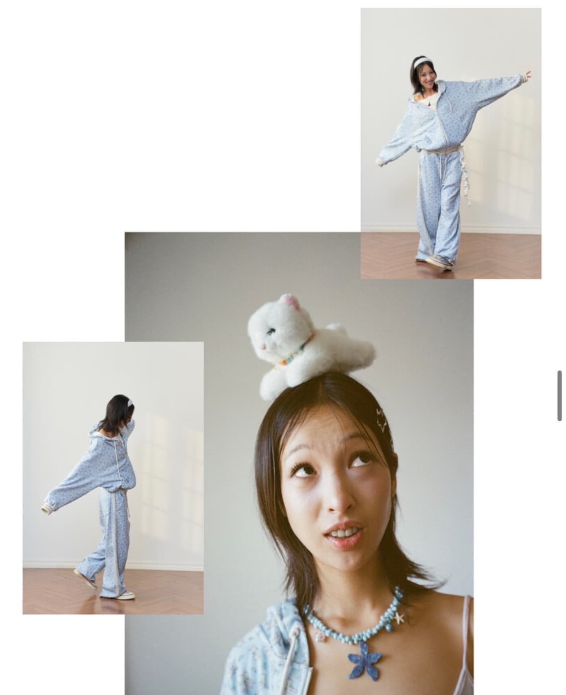 민지에나 셋업 RABBIT fluffy babi blue 상품이미지5