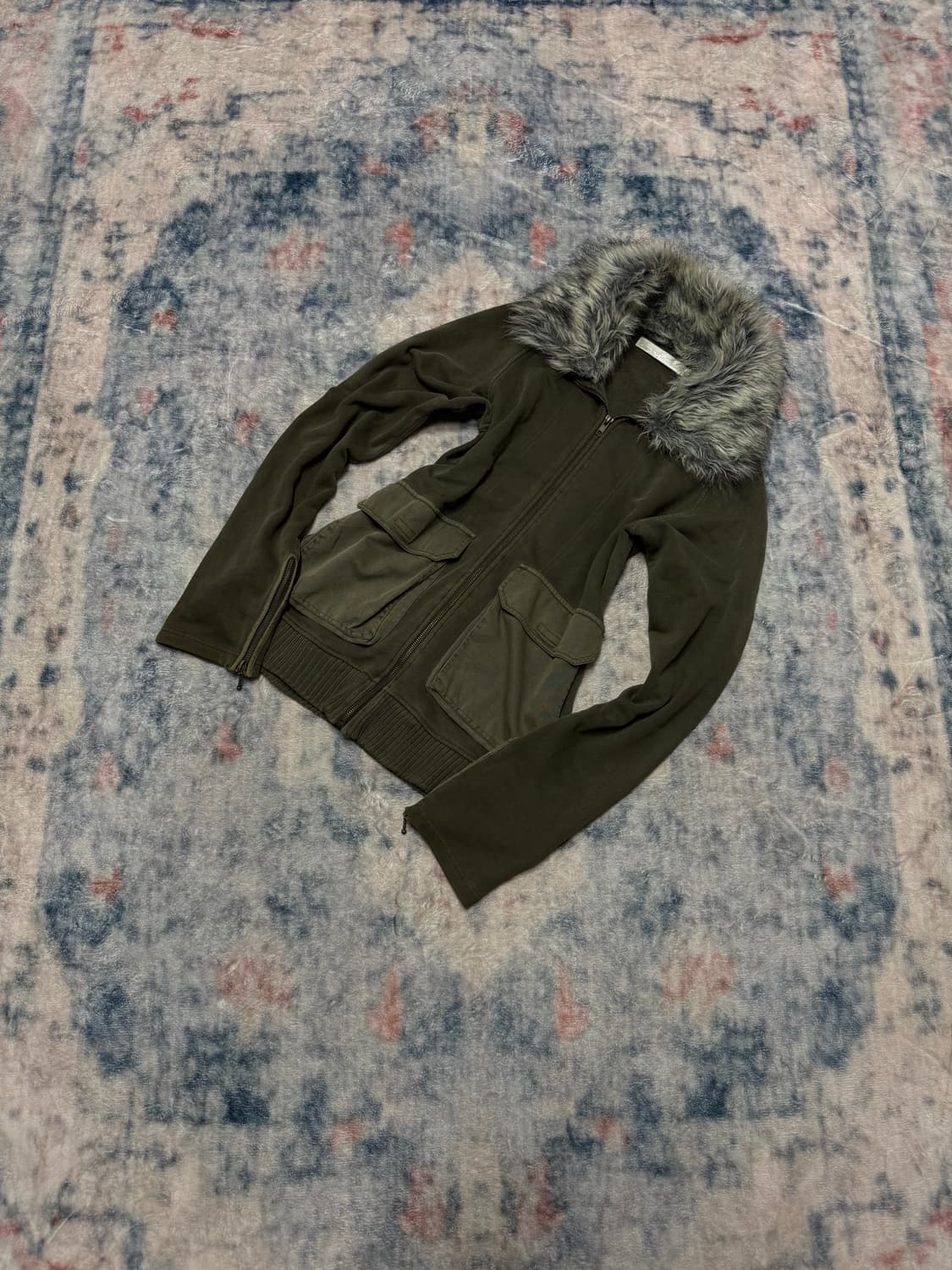 Clonedevgru trimming fur military zip up 상품이미지1