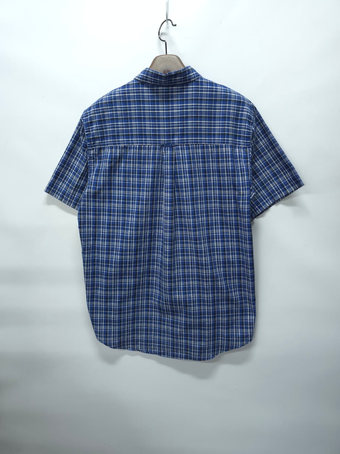 챕스(CHAPS) 블루 체크 오버핏 반팔 셔츠 (~105) 상품이미지5