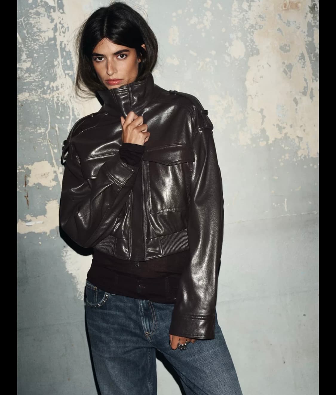 Zara 페이크 레더 쇼트 재킷 새제품 상품이미지2