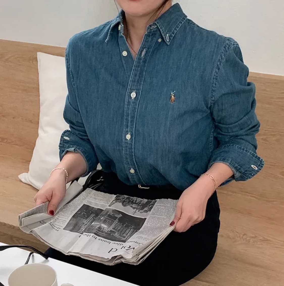 폴로 랄프로렌 샴브레이 데님 셔츠 블라우스 보이즈 상품이미지1