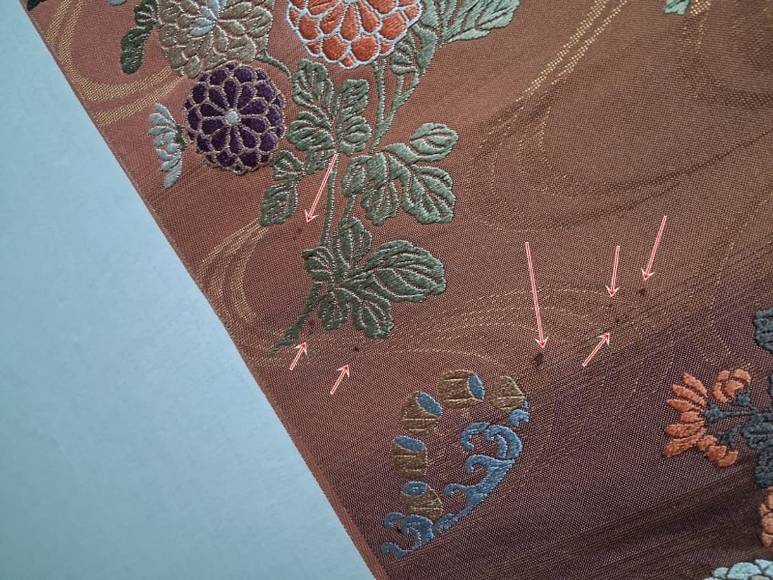 후쿠로오비 일본 고전패턴 대나무 플라워 자카드 견 후쿠로오비  상품이미지4