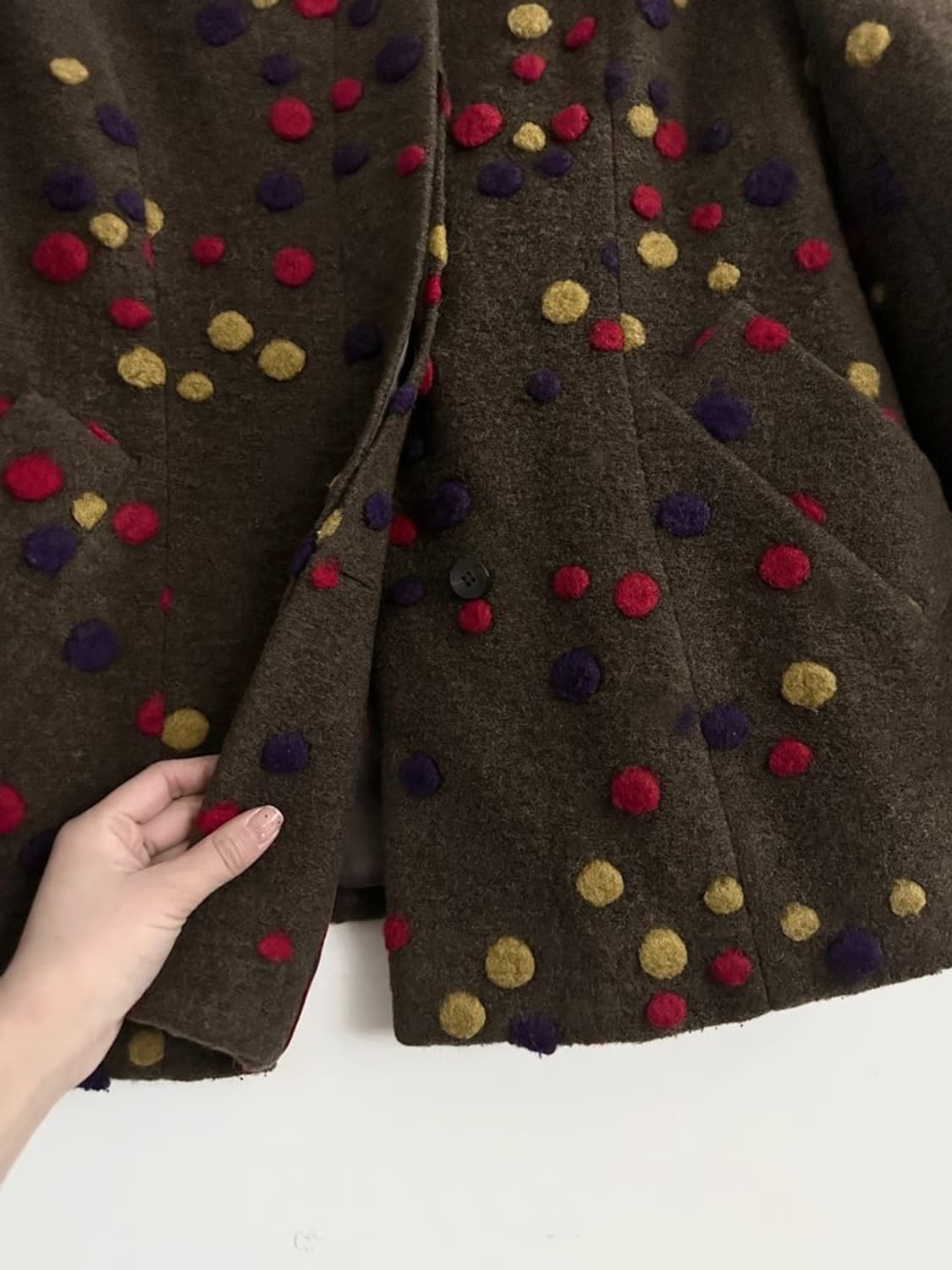 Pom pom trimming coat / khaki 상품이미지3