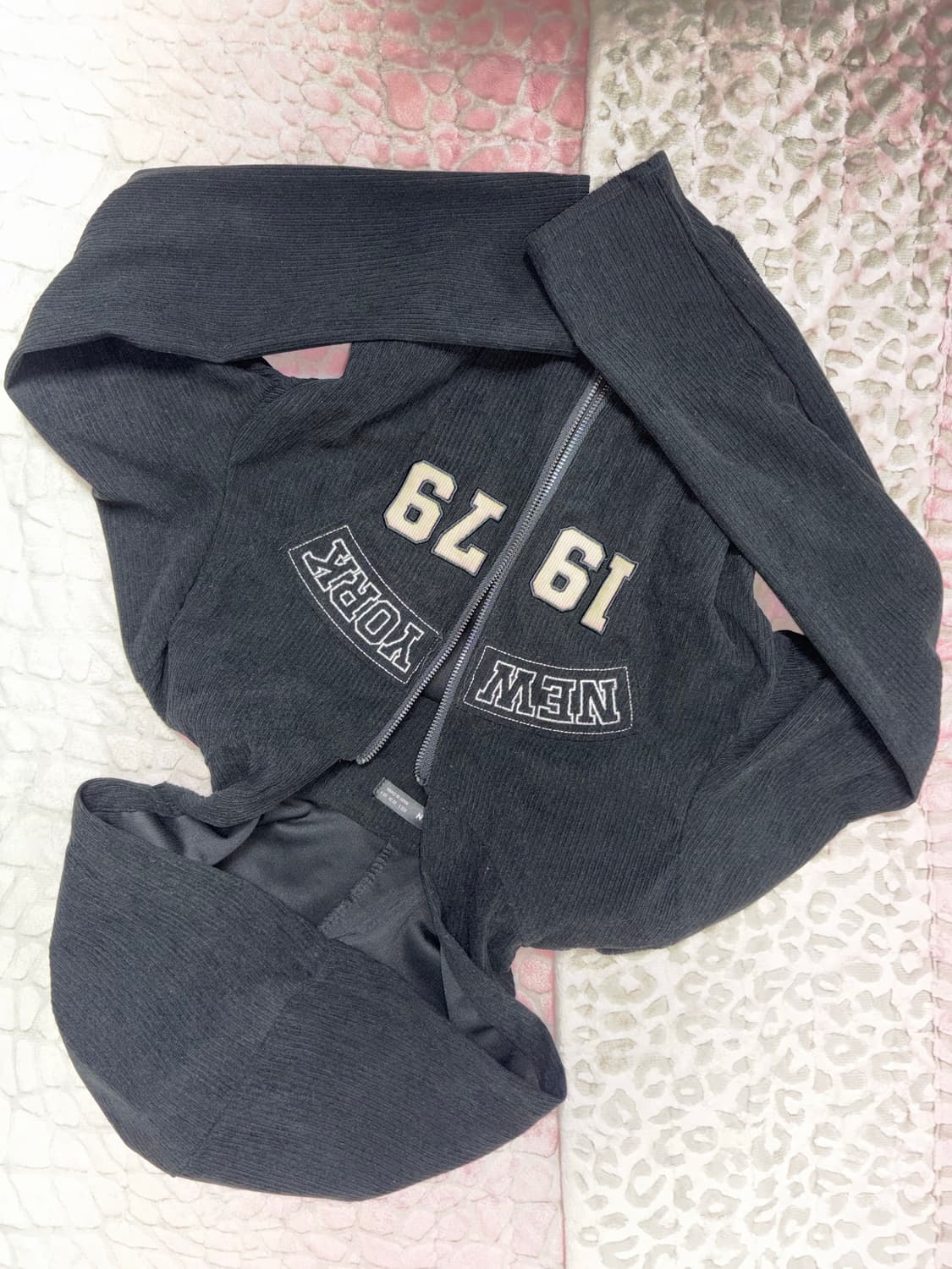 골지 빈티지 후드집업 블랙 상품이미지2