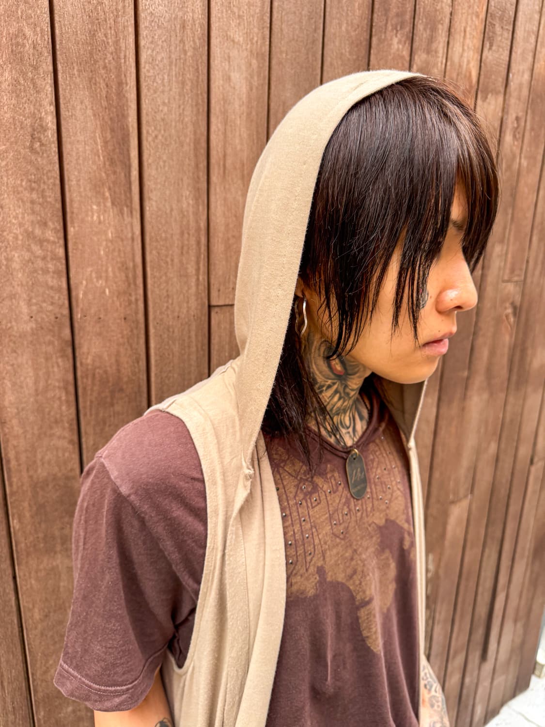 Hooded Drape Sleeveless Cardigan  상품이미지2