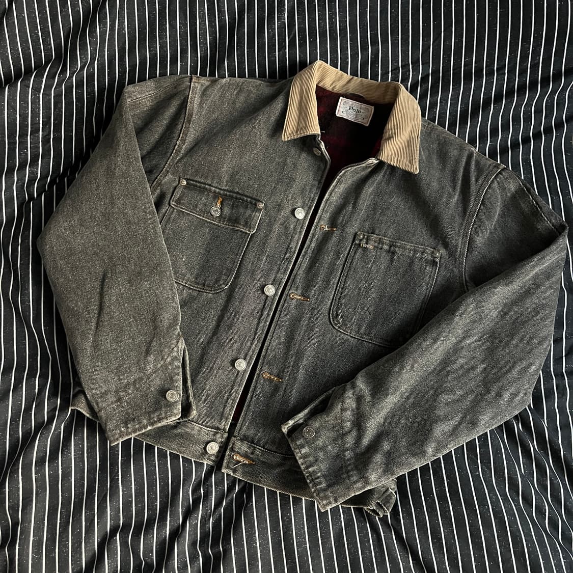 90s 폴로 덩가리 데님자켓 블랙 M 상품이미지1