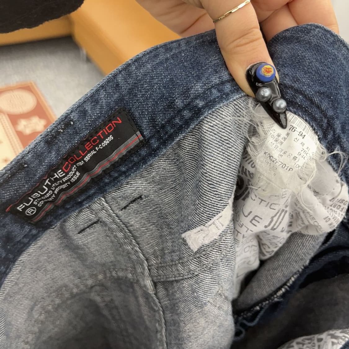 푸부 일본풍 올드스쿨 스트릿 프린팅 데님팬츠 32인치 C08749 상품이미지5