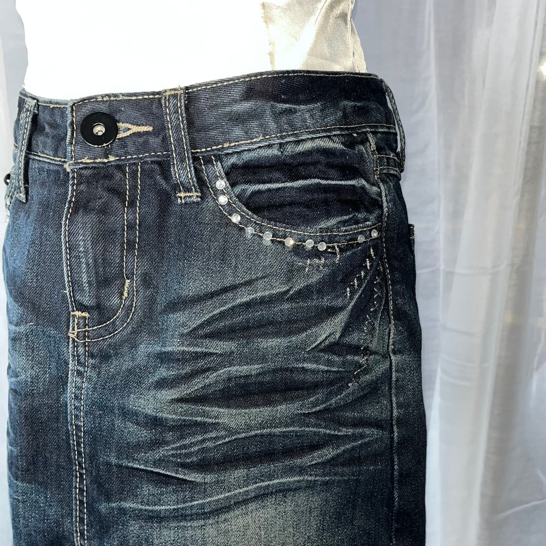 y2k 펑크 큐빅 청치마  상품이미지3