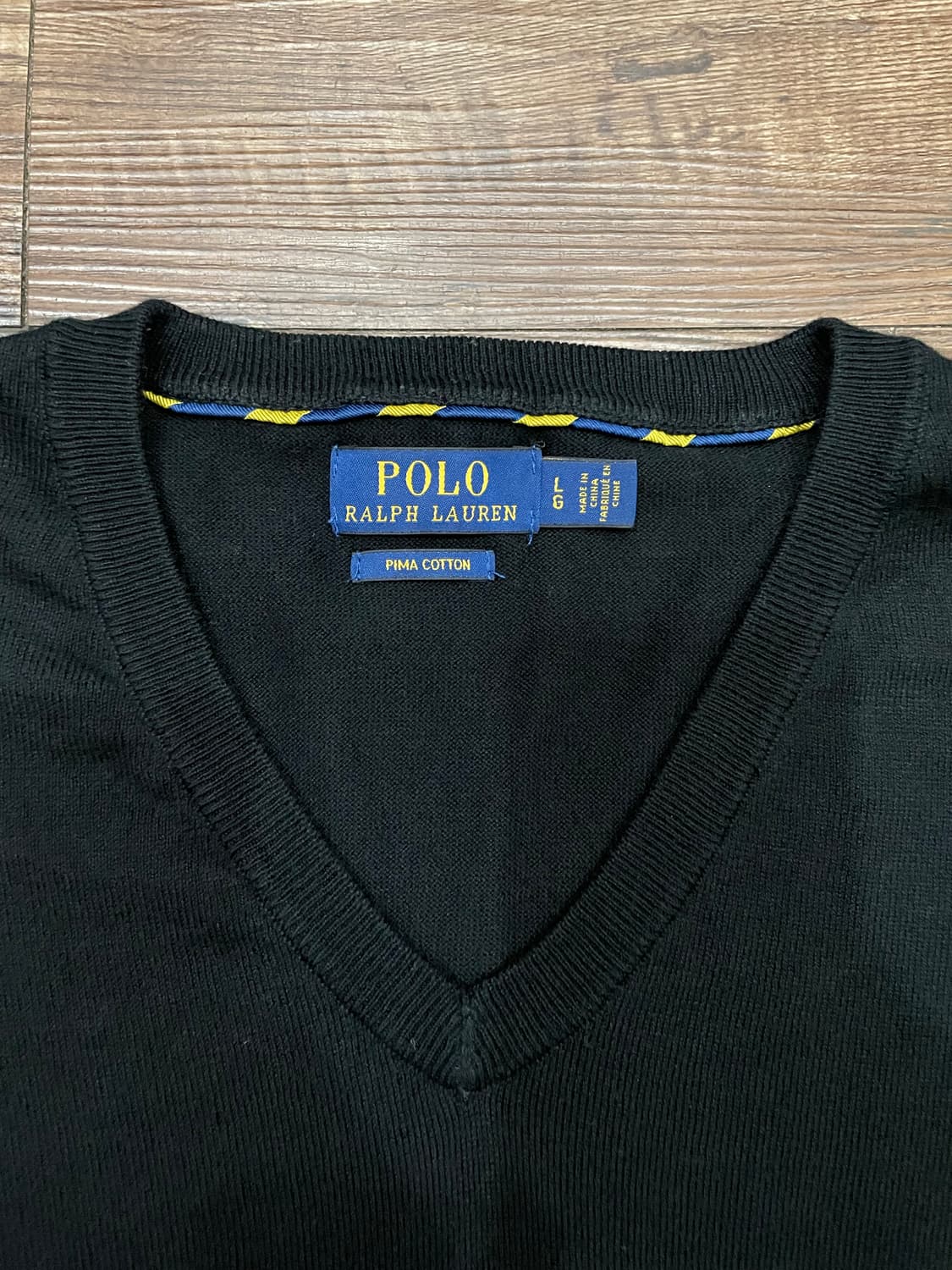 폴로 랄프로렌 피마코튼 브이넥 니트 스웨터 블랙 상품이미지6