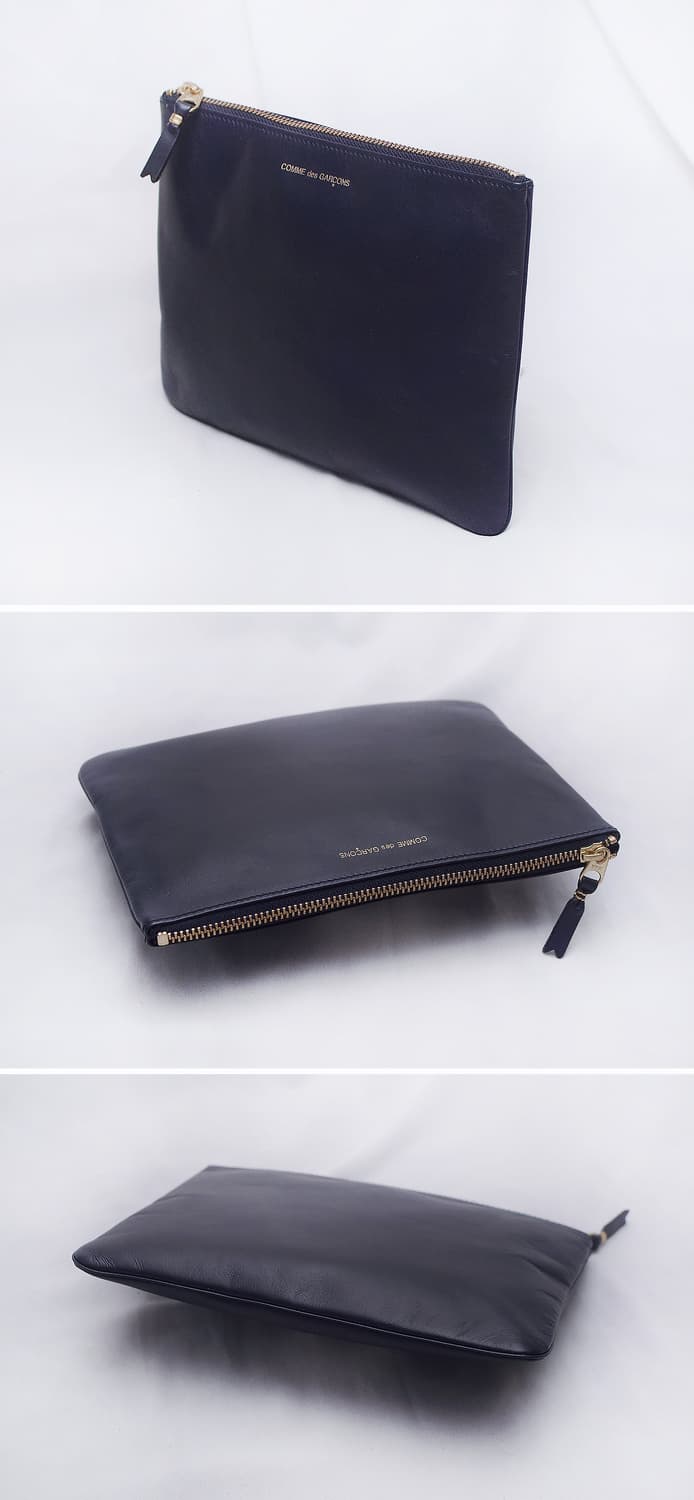 꼼데가르송 금장 로고 카프스킨 레더 클러치백 상품이미지3