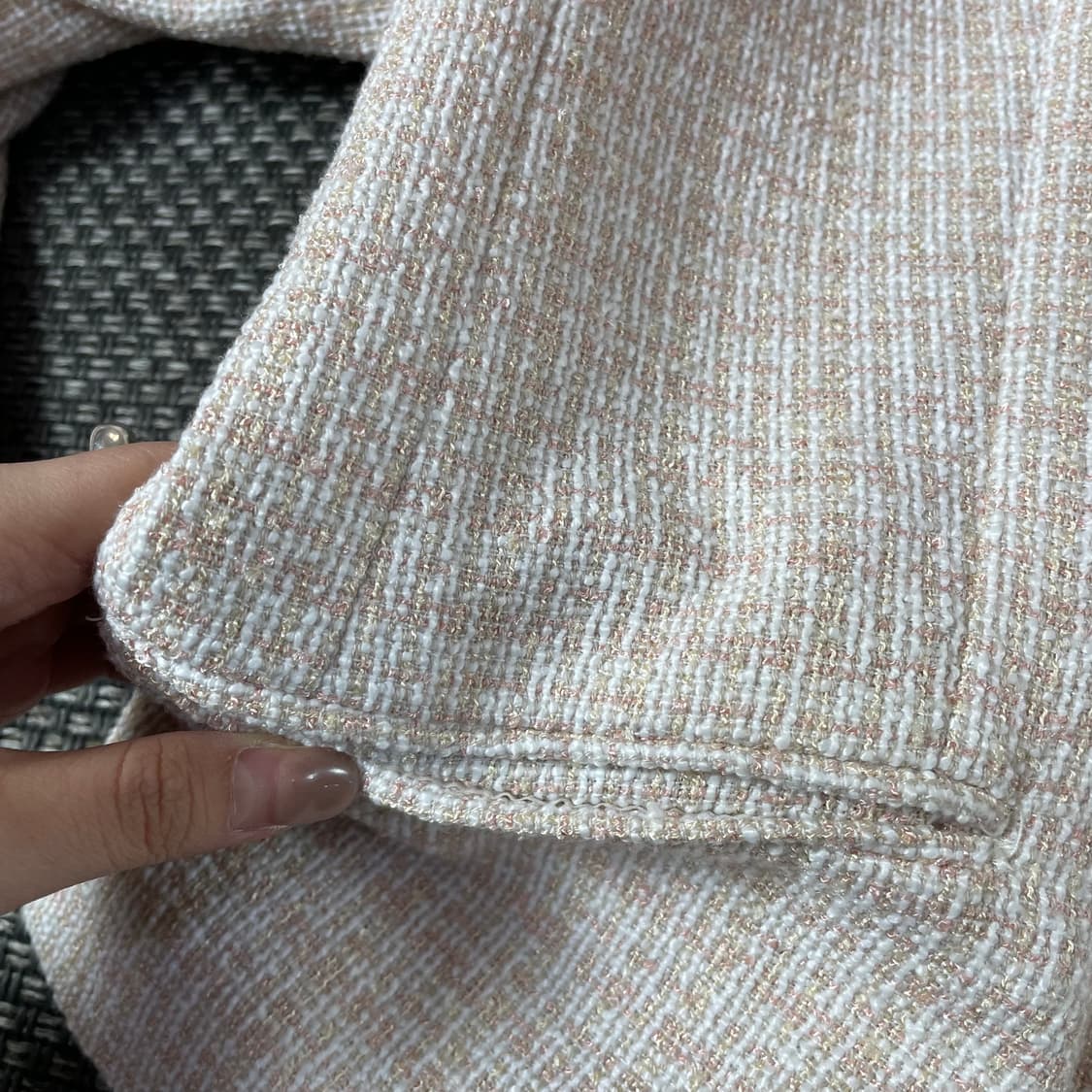 GU 베이비핑크 트위드 자켓 XL 상품이미지6