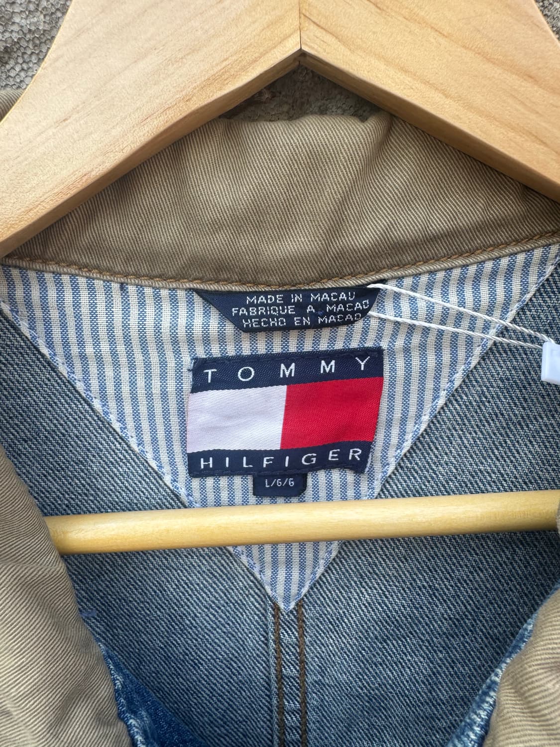90s 타미힐피거 빈티지 빅 로고 데님 자켓 L 상품이미지6