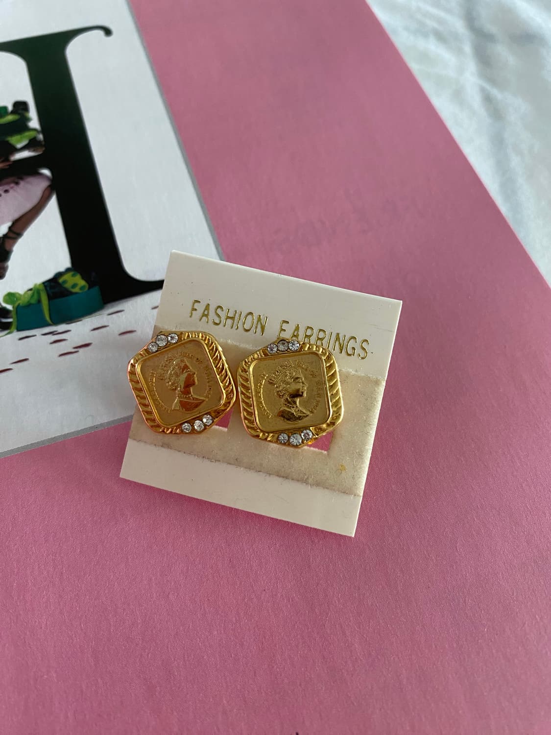 빈티지 스퀘어 골드 귀찌 귀걸이 상품이미지3