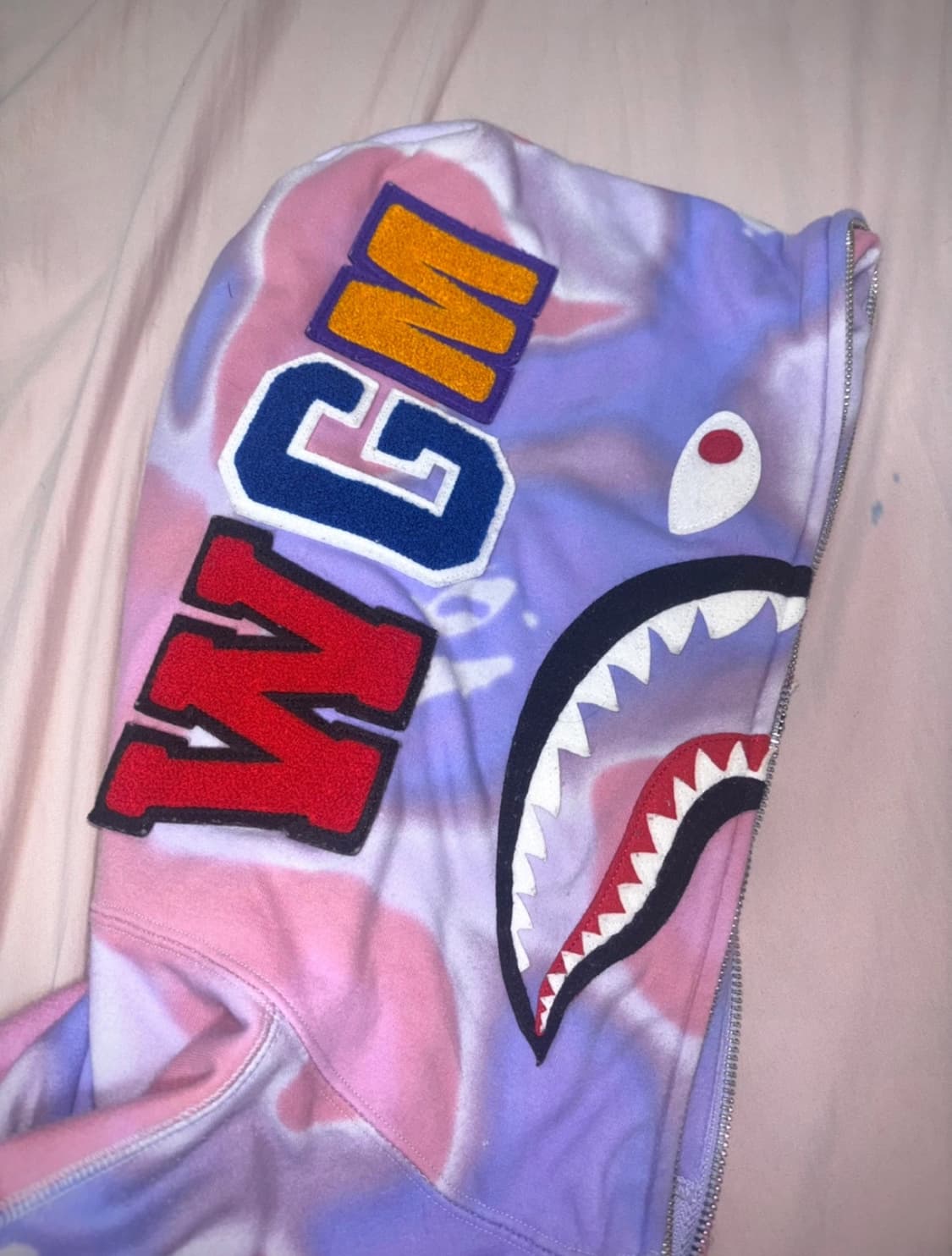 베이프 핑크 리퀴드 카모 샤크 후드집업 상품이미지2