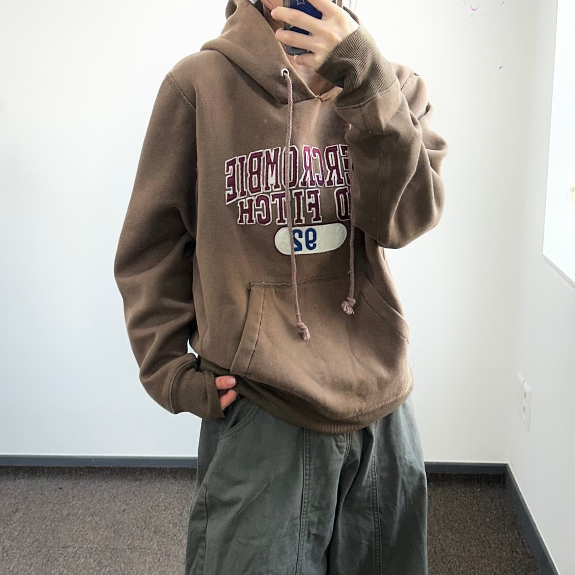 Abercrombie 아베크롬비 스펠아웃로고 브라운 후드티 상품이미지2