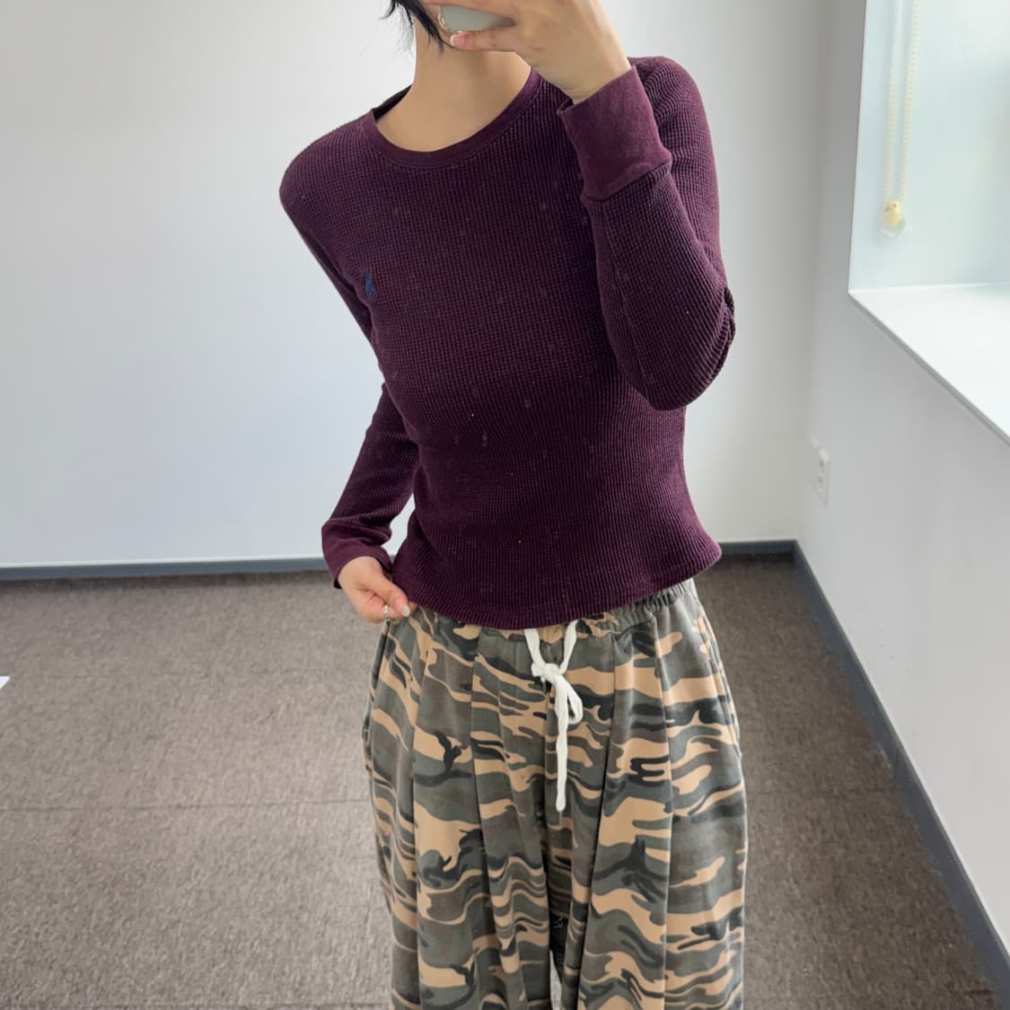 Polo 폴로 네이비 포니 와인 와플 롱슬리브  상품이미지2