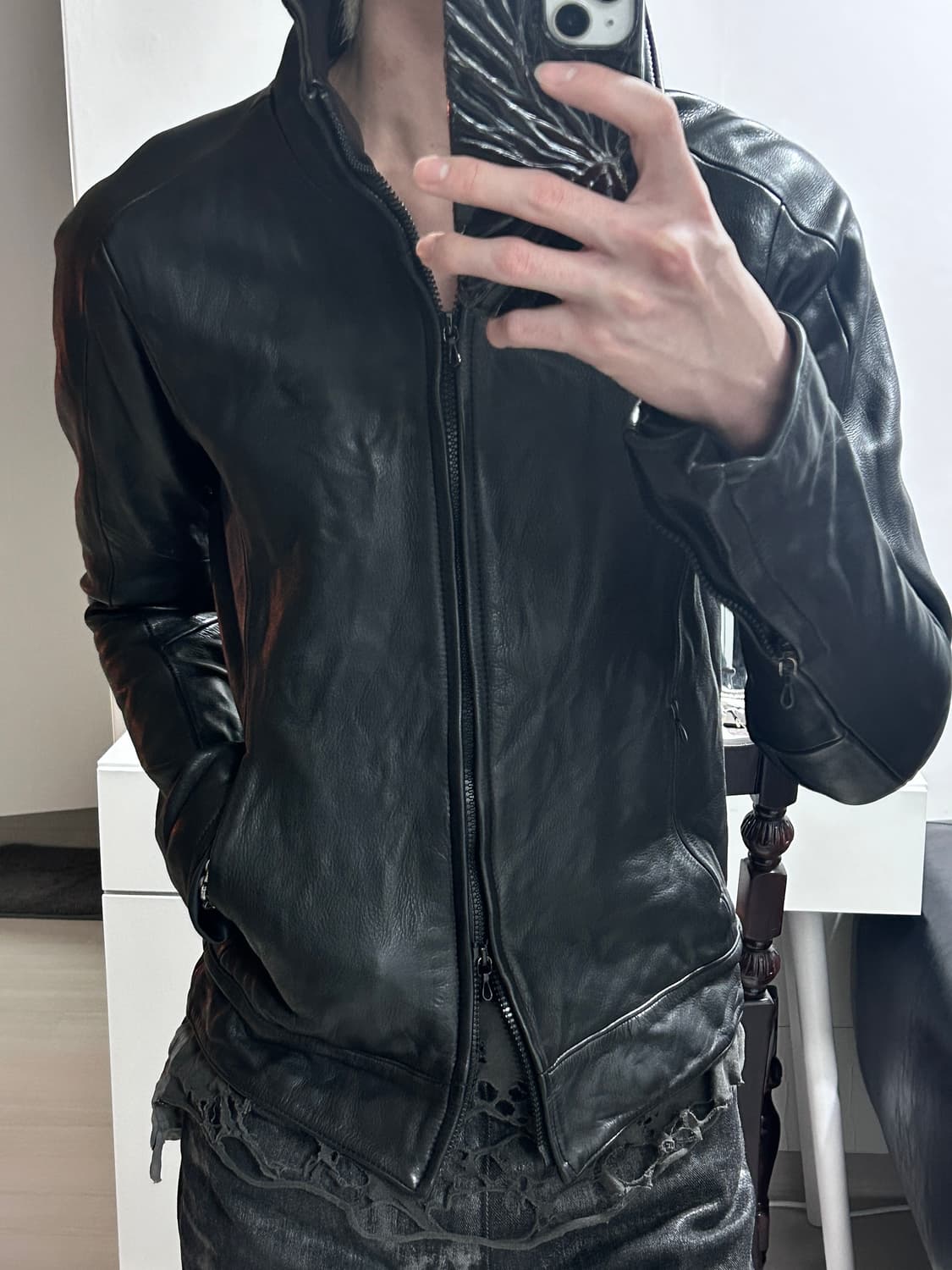 Civilized 스티어하이드 하이넥 레더 자켓 상품이미지2