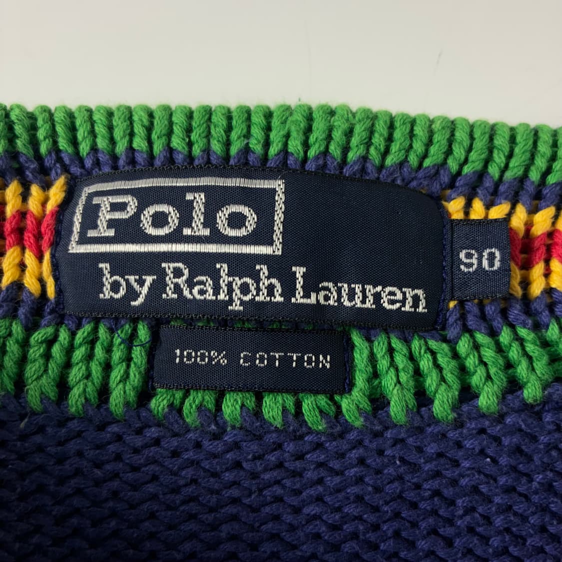 Polo  폴로 랄프로렌 90,s 헤비코튼 블루 라운드 보트넥 니트  상품이미지4