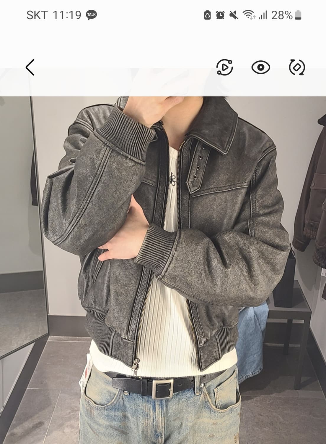 엘무드 퍼칼라 카우레더 에비에이터자켓 46 상품이미지2