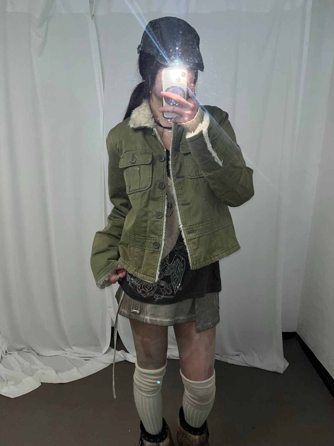 아베크롬비 카키 퍼 무스탕 상품이미지1