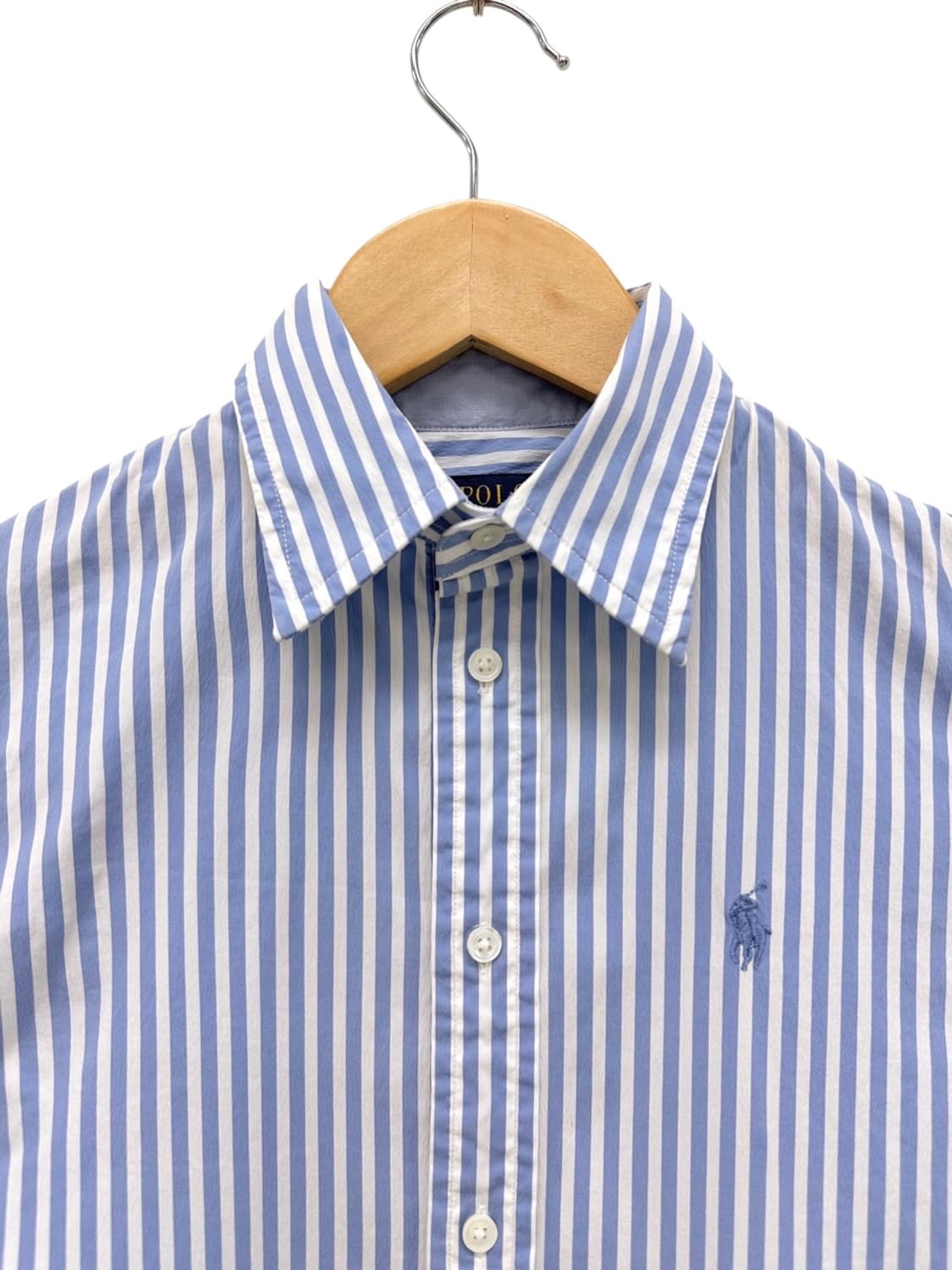 폴로 슬림핏 스트라이프 셔츠 화이트&스카이블루 (0/여성XS) 상품이미지2