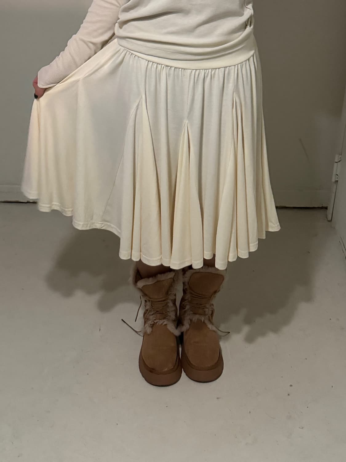 일본빈티지 크림 드롭 플레어 스커트 상품이미지3