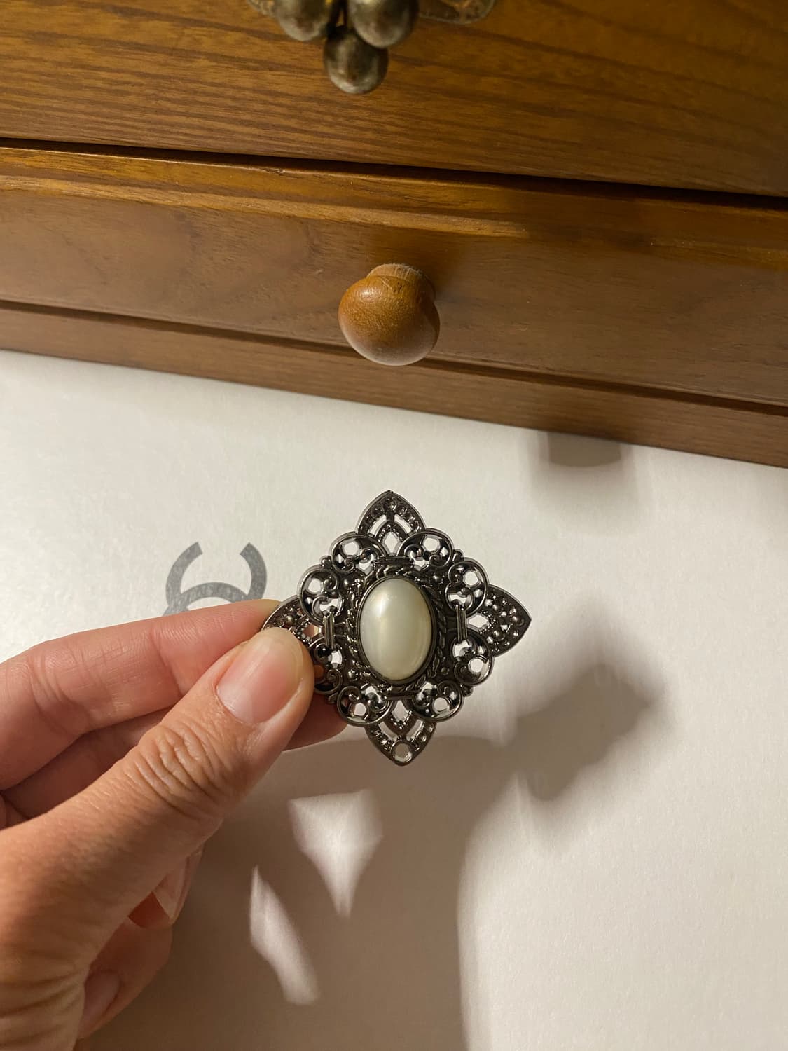 일본 수입 빈티지 오벌 스톤 브로치 상품이미지5