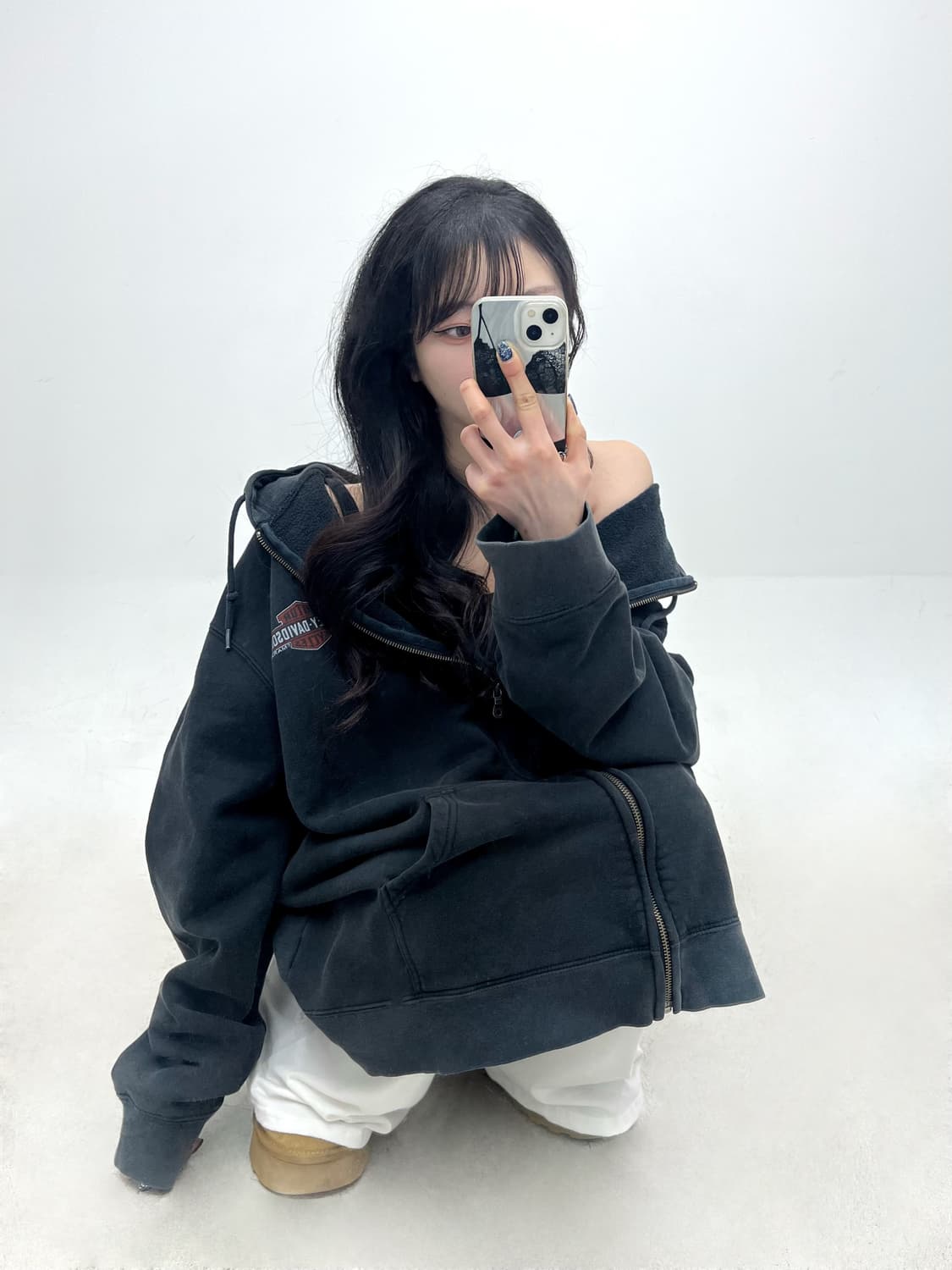 Harley Davidson 00’s 빅로고 후드 집업 상품이미지2