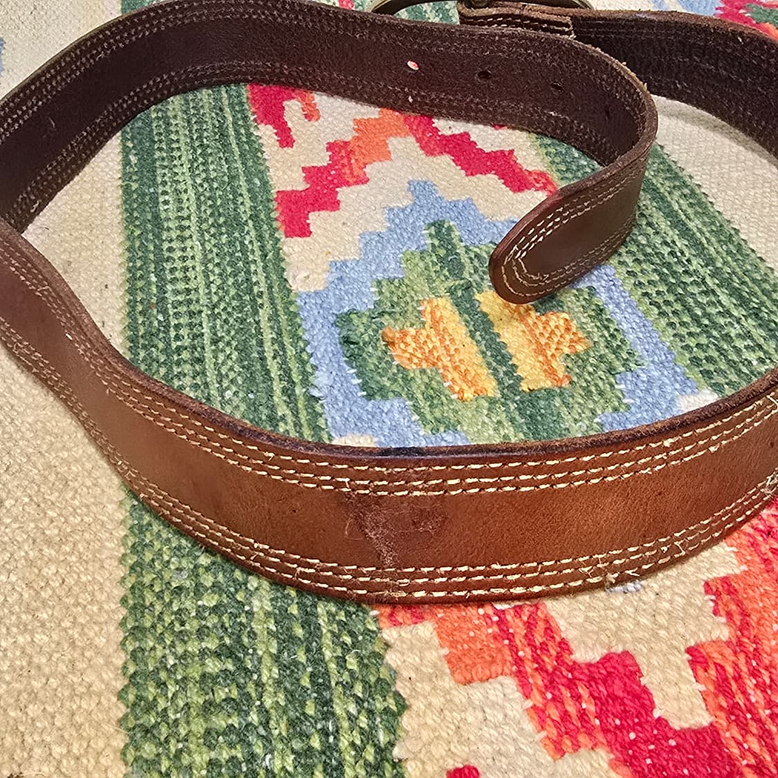 Japan vintage 리얼 황동 버클 카우레더 벨트 32 상품이미지3