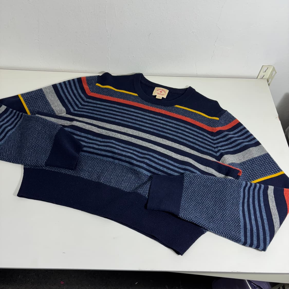 95 M 브룩스브라더스 울100% 멀티컬러 단가라니트 상품이미지1