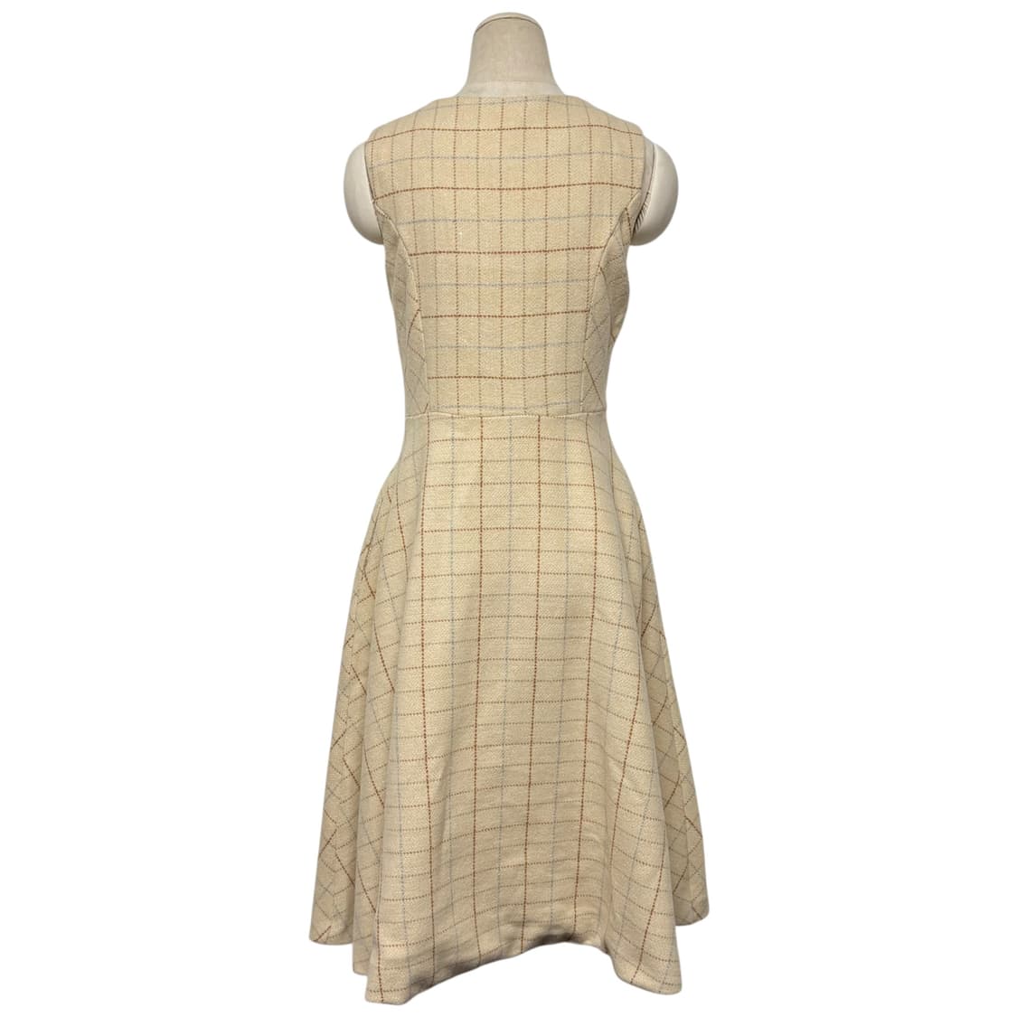 3800 베이지 체크 모직 민소매 나시원피스 상품이미지4