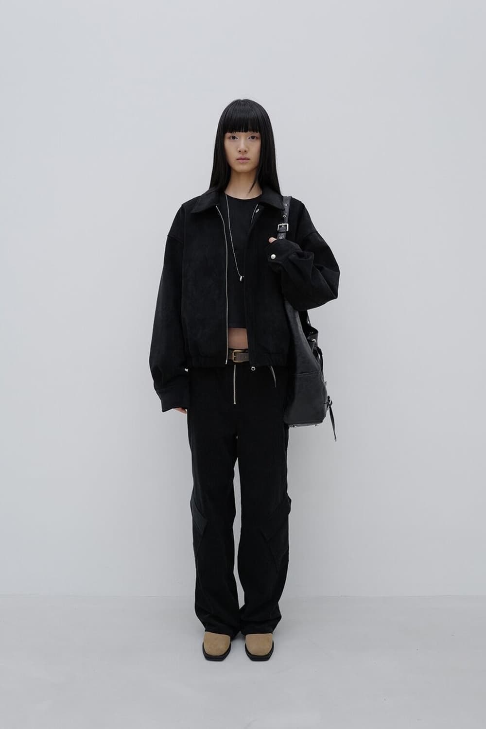 다이닛 스웨이드 봄버 점퍼 블랙 상품이미지2