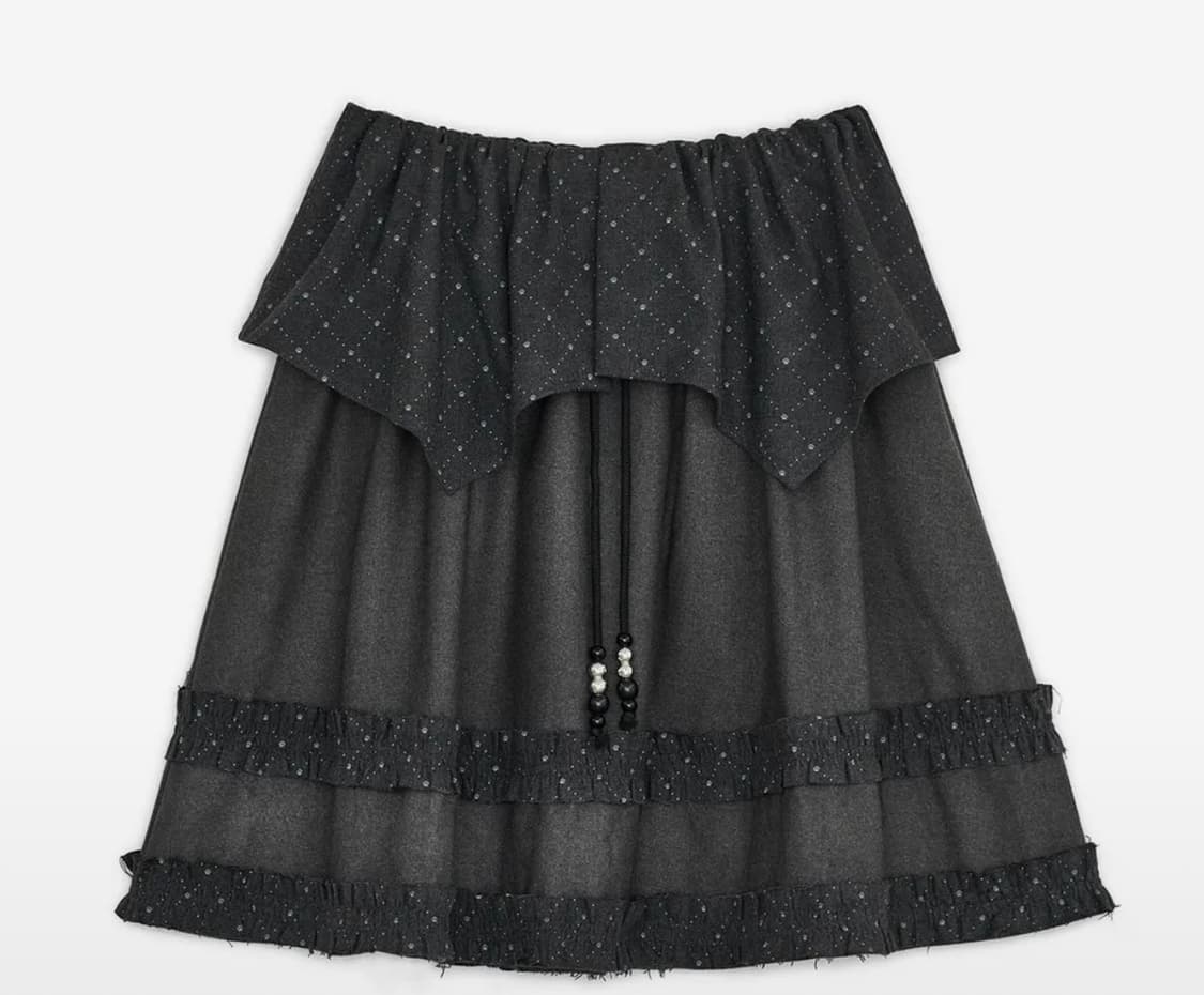 허그유어스킨 아가일 케이프 미디 스커트 차콜 상품이미지1