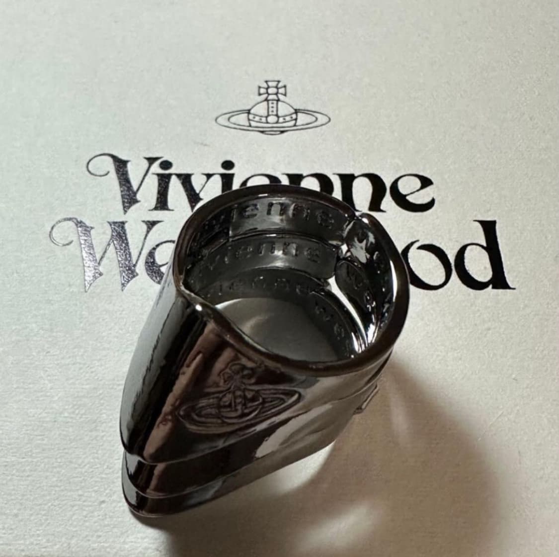 비비안웨스트우드 아카이브 orb 각인 3단 너클링 반지 상품이미지1