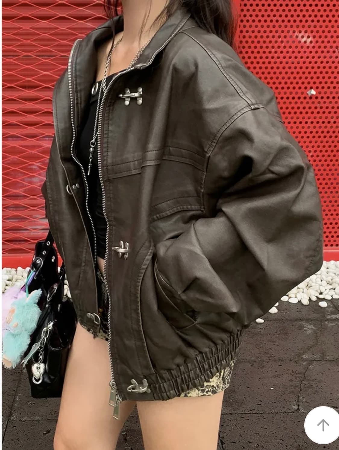 브라운 레더 자켓 상품이미지1