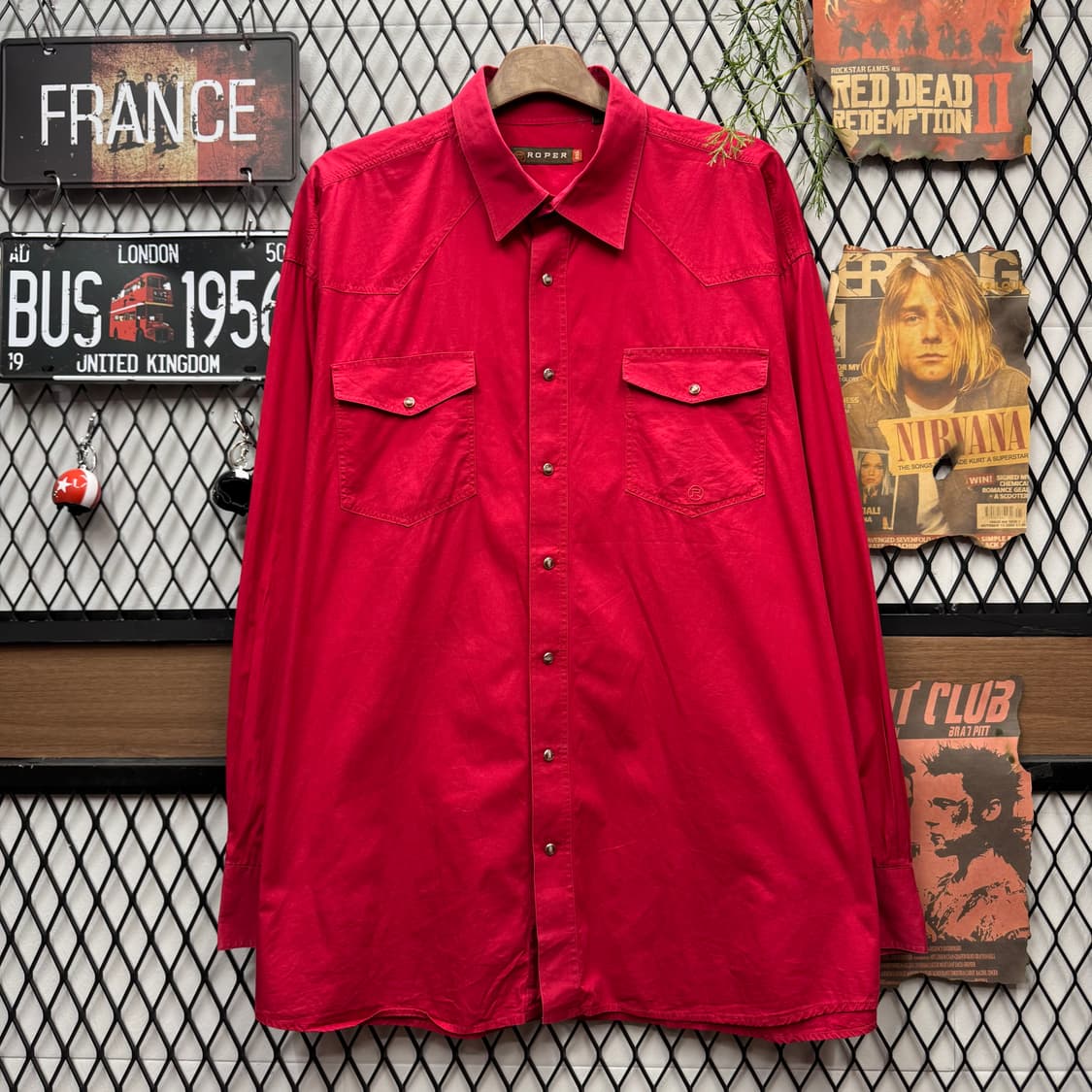 00s USA VINTAGE 닷지 웨스턴 셔츠 후면 로고 포인트 레드 상품이미지1