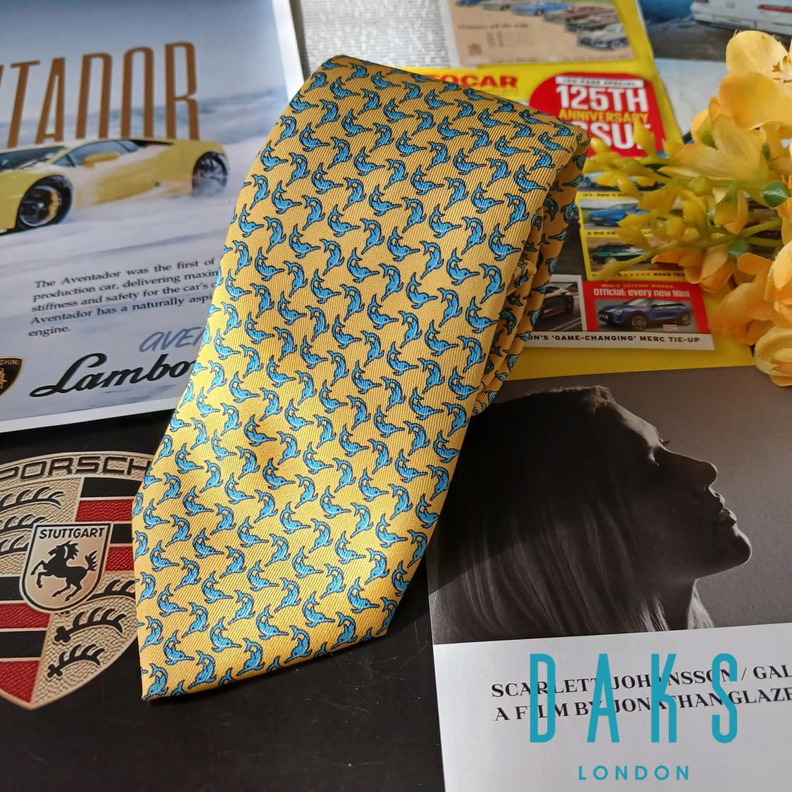 닥스 넥타이 옐로우 돌고래 모티브 7.8cm 새제품 A19851
 상품이미지2