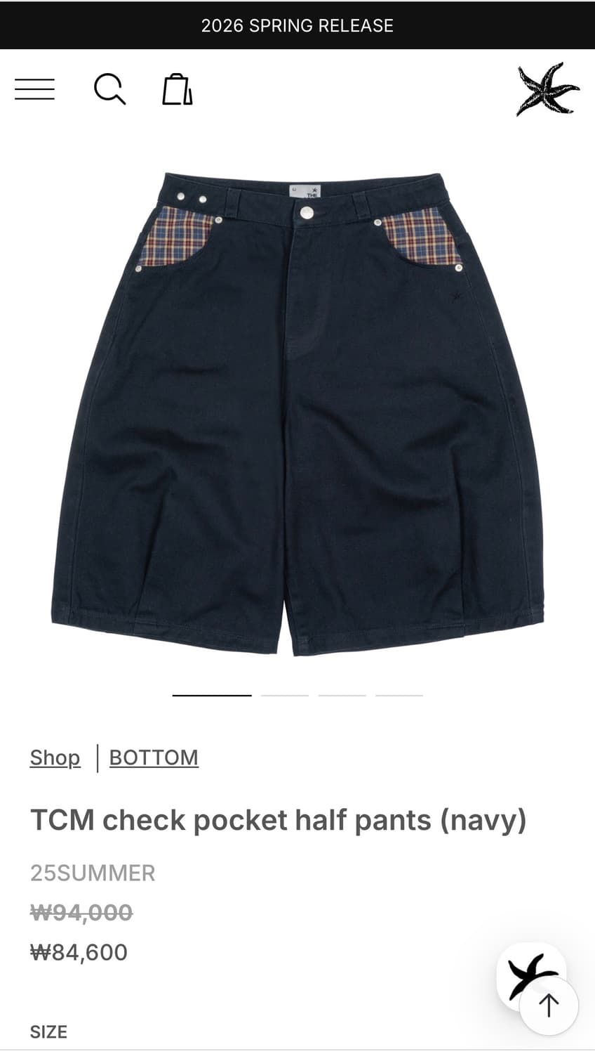 더콜디스트모먼트 check pocket half pants(네이비) 상품이미지1