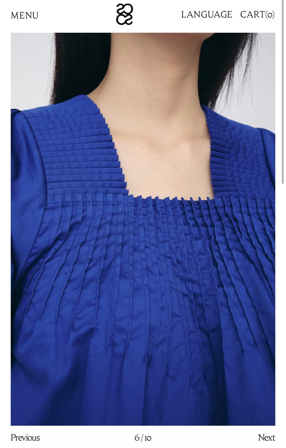 코스모스 플리츠 넥 하프슬리브 블라우스 상품이미지2