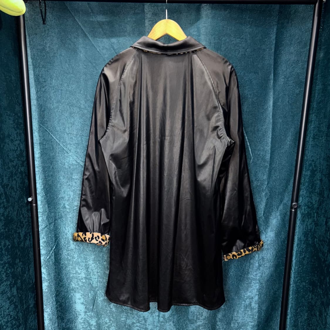 (L) 빈티지 레오파드 퍼 페이크 레더 롱 코트 상품이미지3