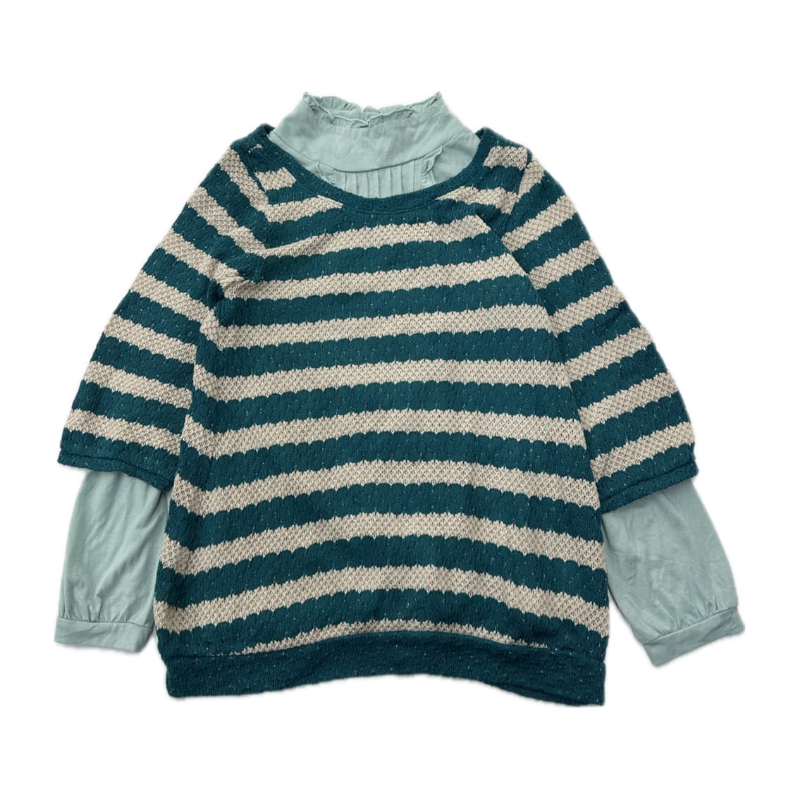 🩵하구미의 민트맛 코디세트🩵 모리걸 벌룬 니트 블라우스 프릴  상품이미지2