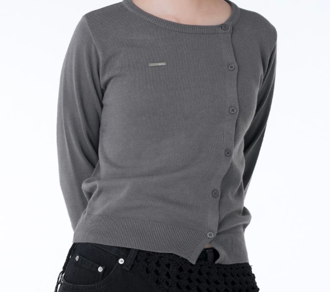미세키서울 Unbalanced knit cardigan 가디건 차콜 상품이미지2