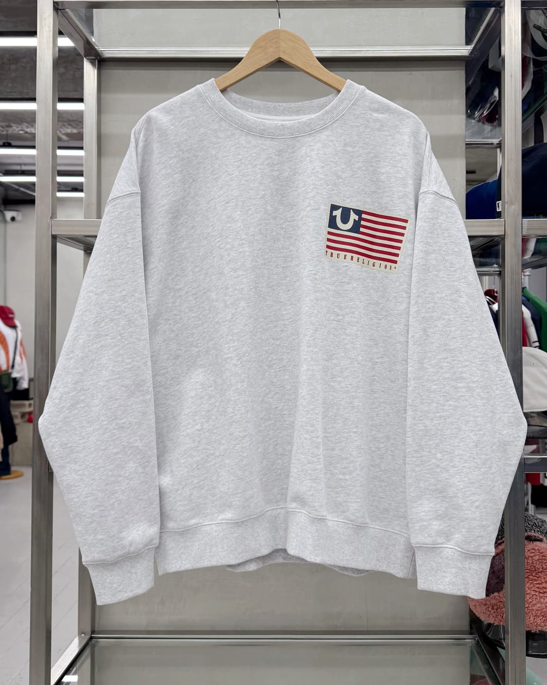 트루릴리젼 USA 성조기 크루넥 스웻 맨투맨 그레이 상품이미지4