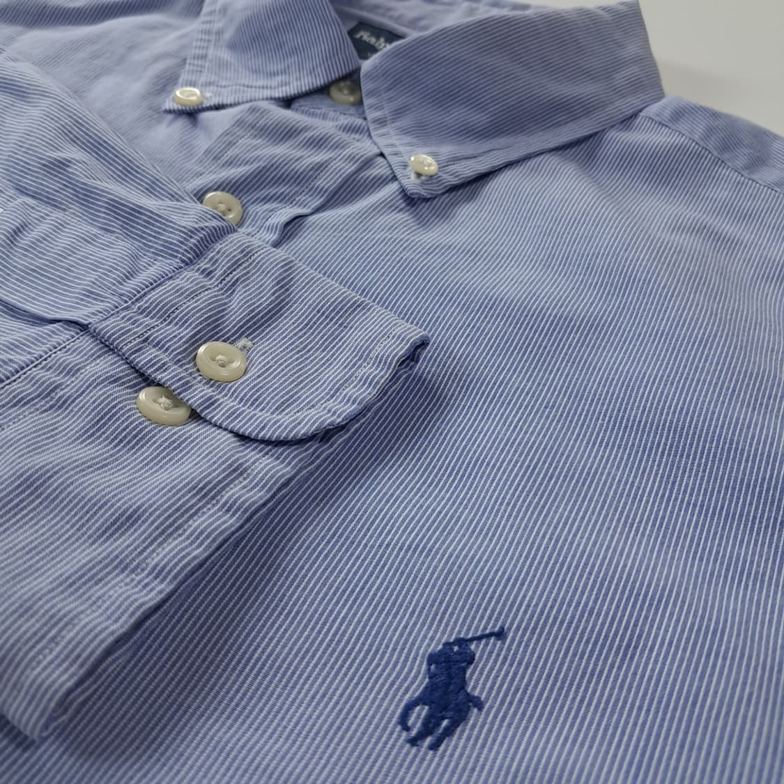 CK323 XL 폴로 90s 블루 핀스트라이프 셔츠 남방 상품이미지4