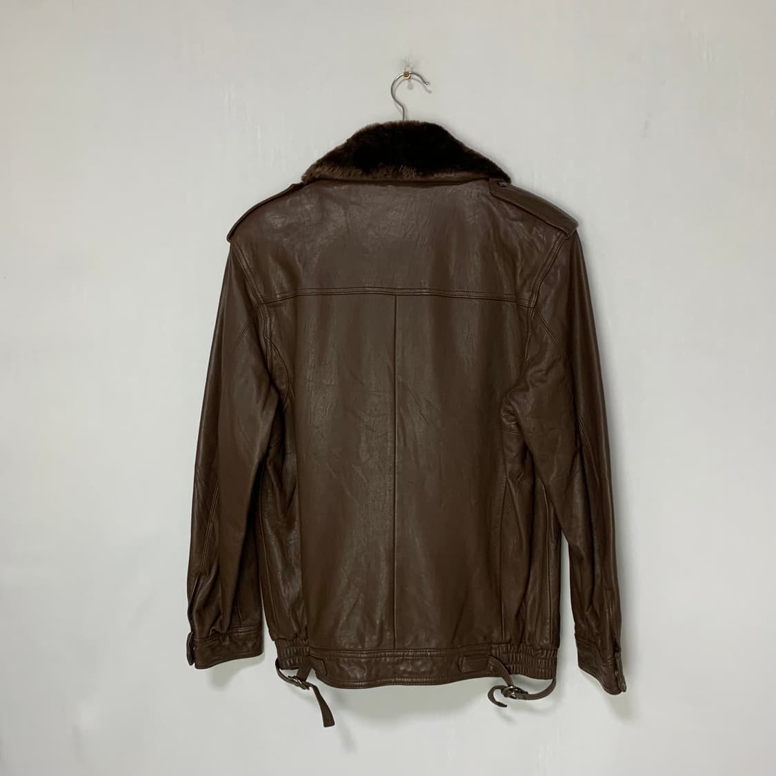 일본 빈티지 양가죽 무스탕 봄버 자켓 브라운 M 리얼 레더자켓 상품이미지3