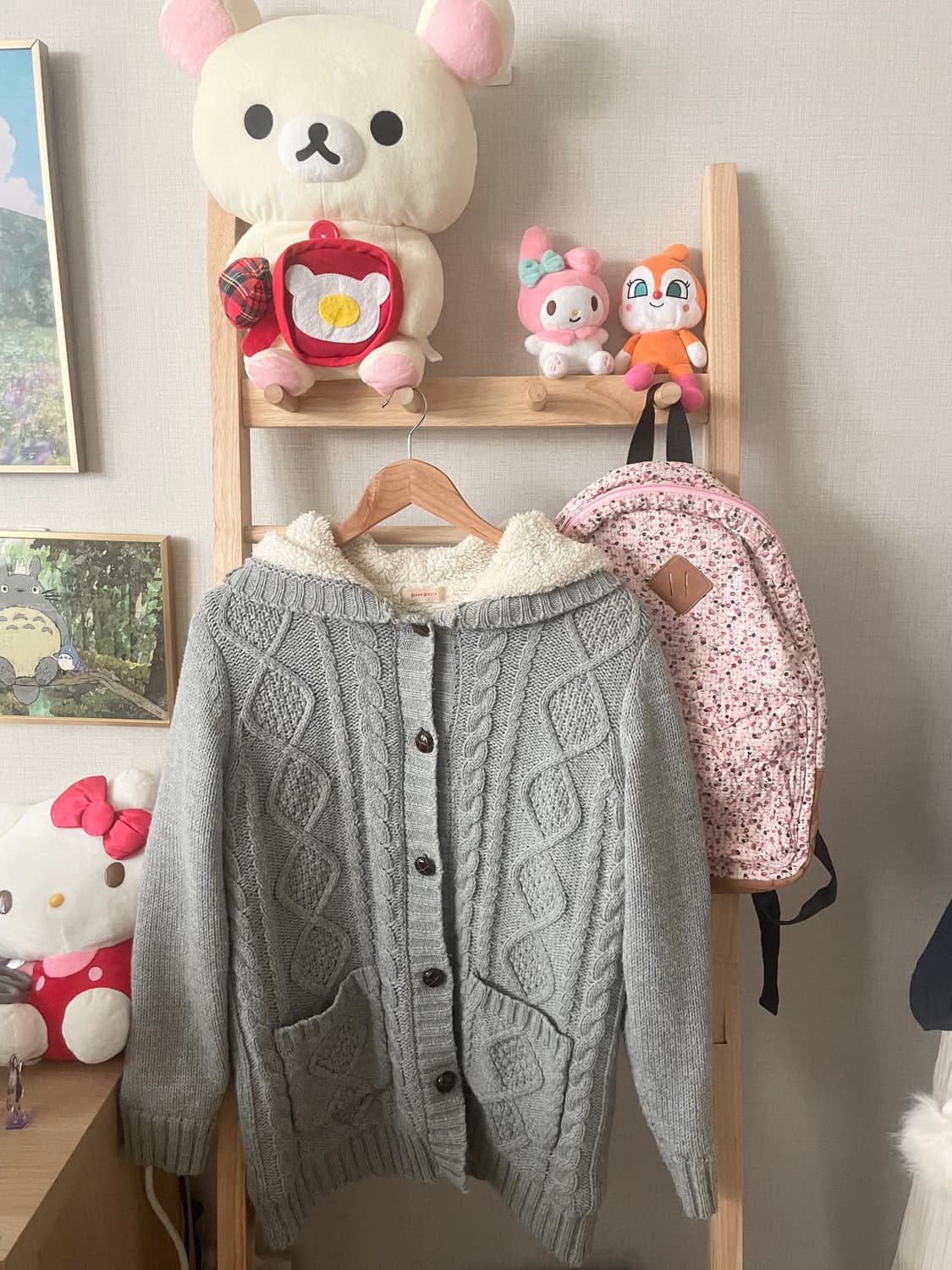 모리걸 빈티지 그레이 꽈배기 후드 가디건 🩶🤍 상품이미지1