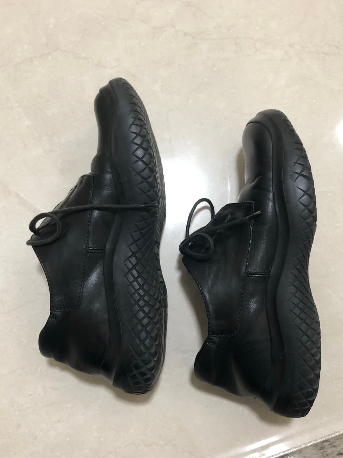 36 1/2 프라다 스포츠 블랙 레더 레이스업 스퀘어토 슈즈 로퍼 더비 상품이미지7