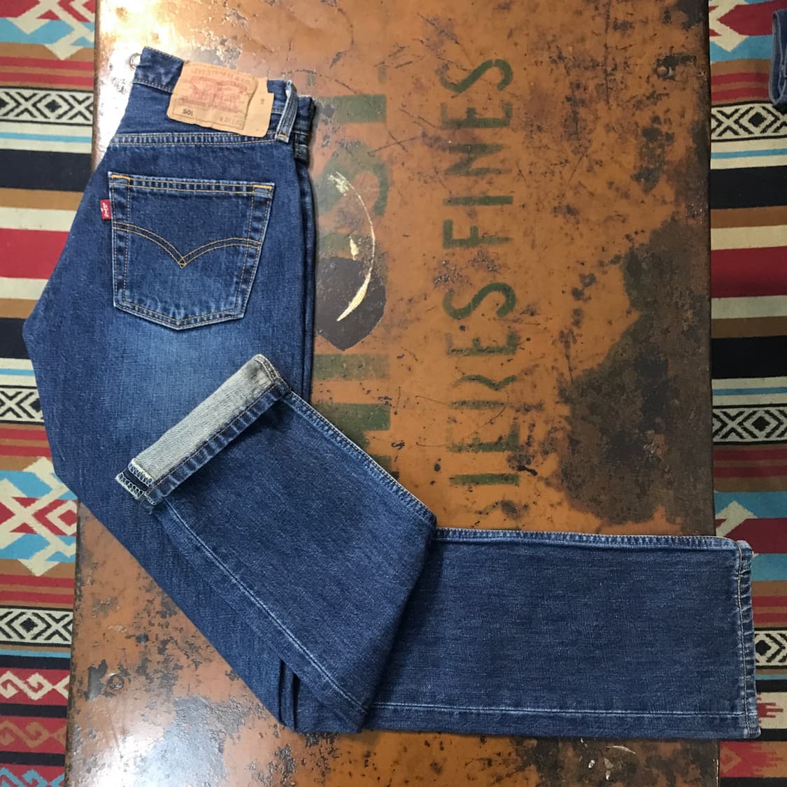 리바이스 501 진청 워시드 데님 팬츠 허리 25 사이즈 상품이미지2