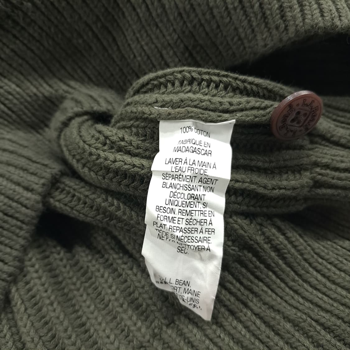 CN941 M 엘엘빈 올리브그린 코튼 헨리넥 긴팔 니트 스웨터 상품이미지7