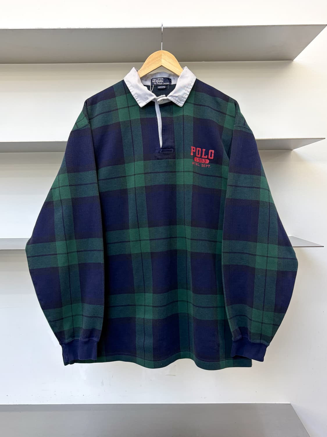 폴로랄프로렌 90s U.S.A 블랙와치 럭비티 상품이미지1